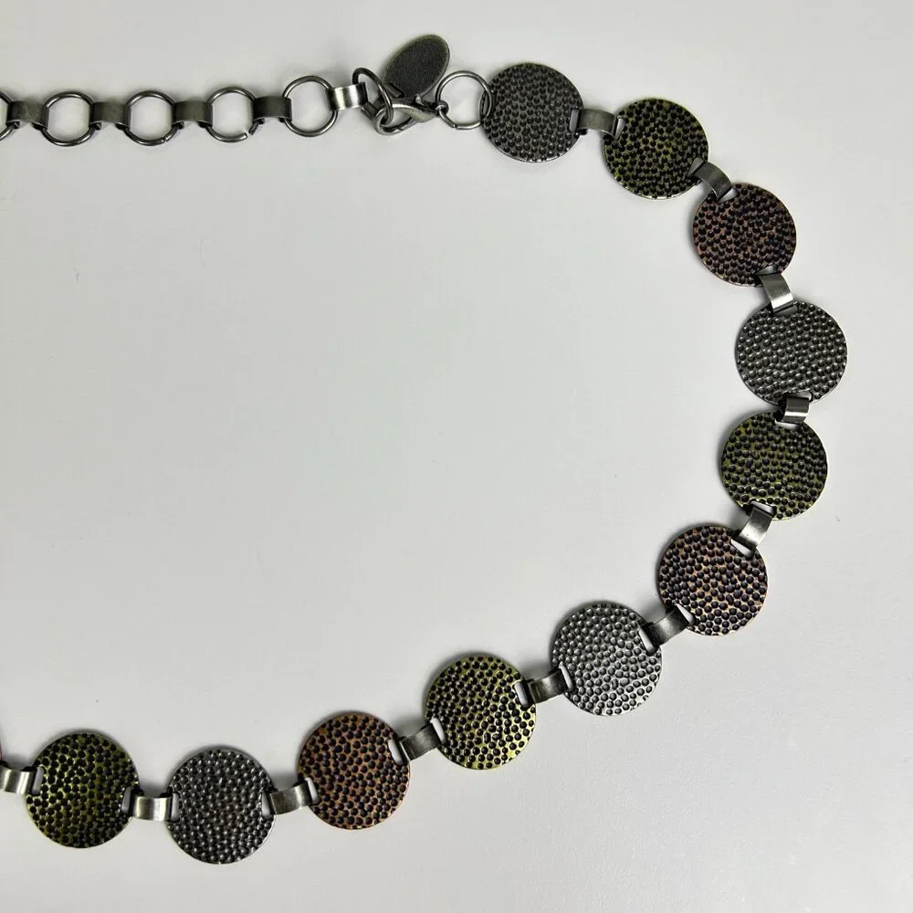 Nine West Silver Gold Bronze Metal Disc Round Medallion Belt Women's One Size‎
